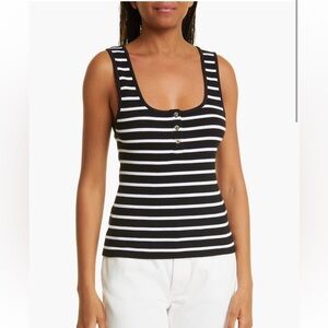 La Ligne Stripe Stretch Organic Cotton Henley Tank